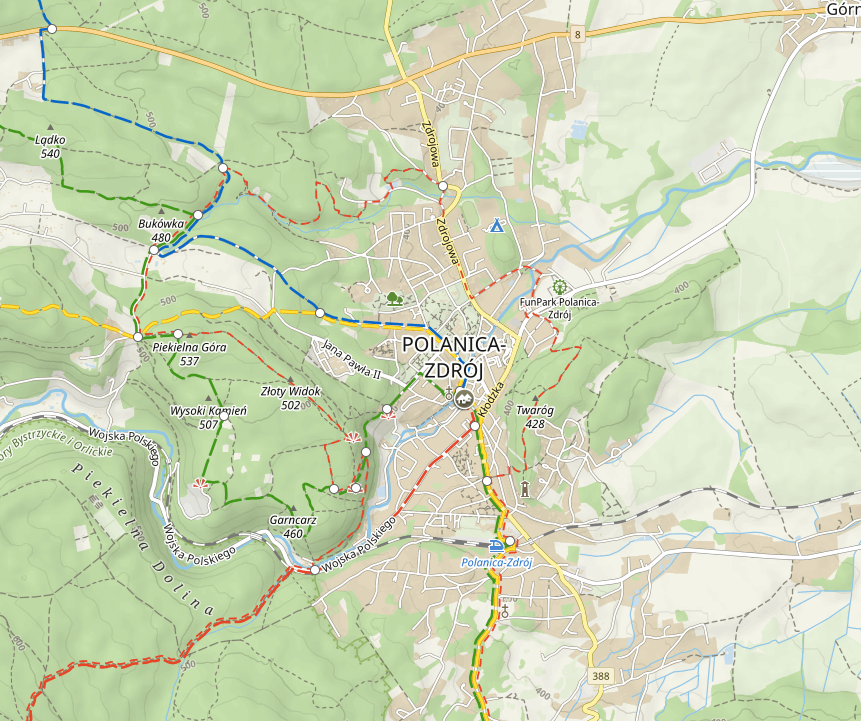  Willa Polanica Villa Polanica Mapa szlaków turystycznych wokół Polanicy Zdrój